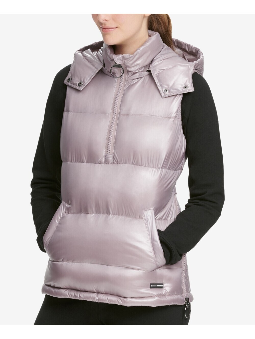 DKNY Womens Activewear Sport Quarter Zip Hooded Vest Size M